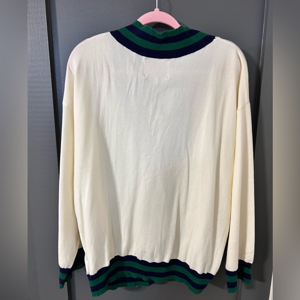 Alexia Admor White, Green, and Navy Frances Cardigan - Picture 5 of 5
